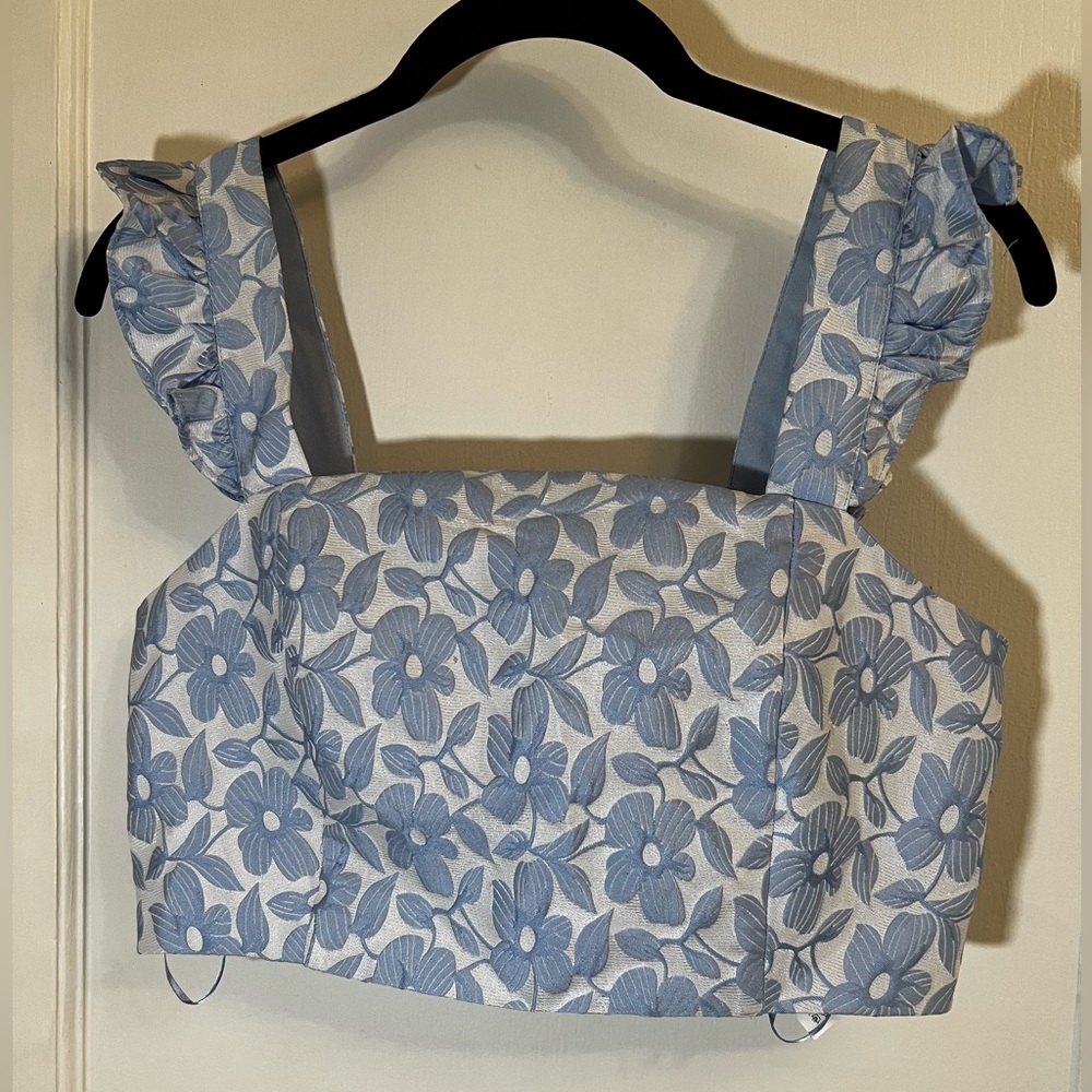 English Factory floral structured crop top